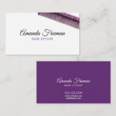 シック金ゴールド&パープルコーム美容師 名刺 (正面/裏面)