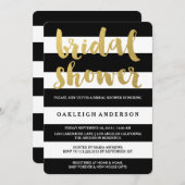 シック金ゴールド |ブラックはっきりしたブライダルシャワーストライプ招待状 招待状 (正面/裏面)