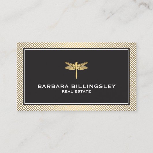 シック金ゴールド/ブラックドラゴンフライ不動産仲介業者、デザイナー 名刺 (正面)