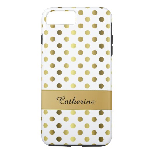 シック金ゴールド&ホワイト水玉模様iPhone 7プラスケース Case-Mate iPhoneケース (裏面)