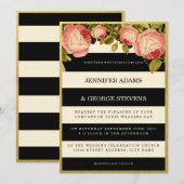 シック金ゴールド |植物学結婚式招待状 招待状 (正面/裏面)