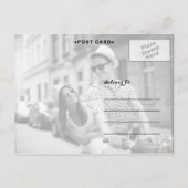 シック金ゴールド |黒はっきりしたいストライプ写真日付の保存 案内ポストカード (裏面)