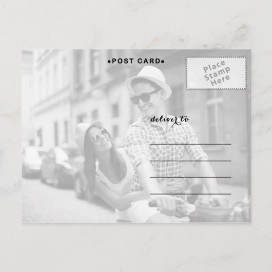 シック金ゴールド |黒はっきりしたいストライプ写真日付の保存 案内ポストカード (裏面)