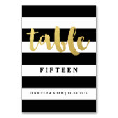 シック金ゴールド |黒はっきりしたいストライプ表の番号 テーブルナンバー (裏面)