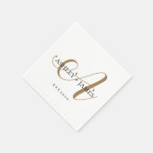 シック金ゴールドAモノグラム結婚スクリプト名の日付 スタンダードカクテルナプキン (角)