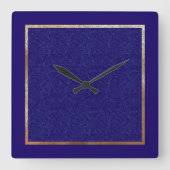 シック金ゴールドCobalt抽象芸術フローラフレーム スクエア壁時計 (正面)