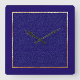 シック金ゴールドCobalt抽象芸術フローラフレーム スクエア壁時計