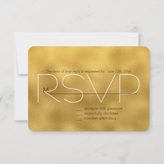 シック金ゴールドRSVP 出欠カード (正面)