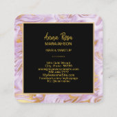 *~*シック金箔モダン静脈ラベンダー大理石 スクエア名刺 (裏面)