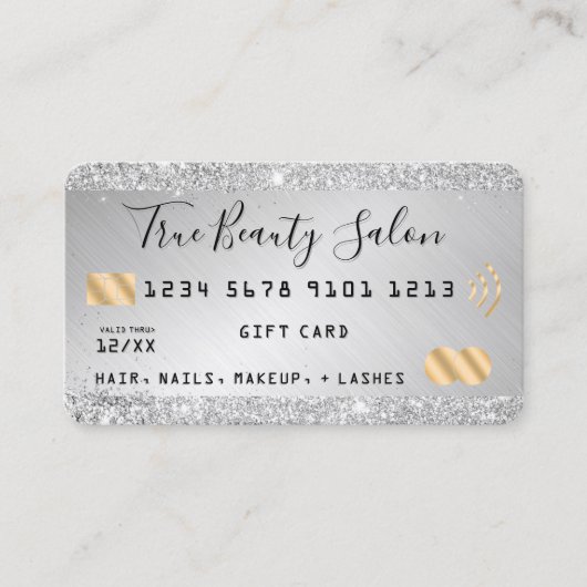 シック銀グリッターメタリック金ゴールドクレジットギフト 名刺 (正面)