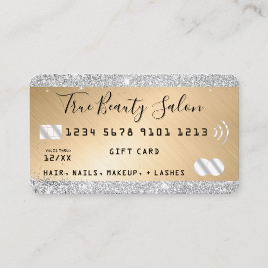 シック銀グリッター金ゴールドメタリッククレジットギフト 名刺 (正面)