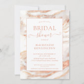 シック銅バラ金ゴールド大理石ブライダルシャワーインビタット 招待状 (正面)