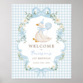 シック間抜けワンガースブルーバルーン誕生日へようこそ ポスター (正面)