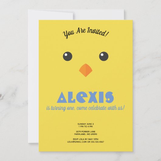 シック顔誕生日パーティフォト招待状 招待状 (正面)