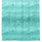 シック高級ターコイズシルバーグリッターパターン シャワーカーテン (正面)