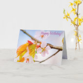 シック魅力的な桜の花と葉春の カード (黄色い花)