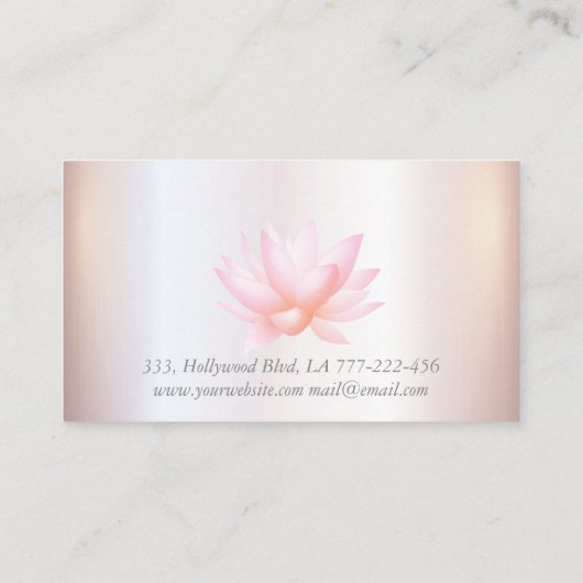 シック魅力的な淡い色のピンクの水色の蓮の花 名刺 (裏面)