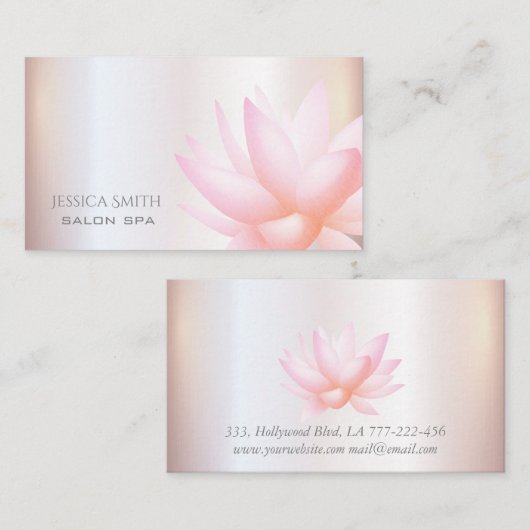 シック魅力的な淡い色のピンクの水色の蓮の花 名刺 (正面/裏面)
