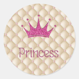 シック魅力的パール、ティアラ、プリンセス、キラキラ ラウンドシール