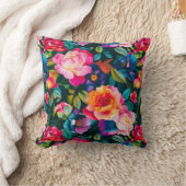 シック鮮やかバラパターン クッション (ブランケット)