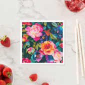 シック鮮やかバラパターン スタンダードカクテルナプキン (インサイチュ)