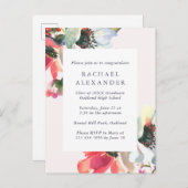 シック鮮やかフローラ卒業パーティー招待状 インビテーションポストカード (正面/裏面)