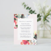 シック鮮やかフローラ卒業パーティー招待状 インビテーションポストカード (スタンド正面)