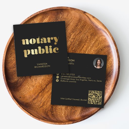 シック黒モダン金ゴールド公証人マーケティング スクエア名刺