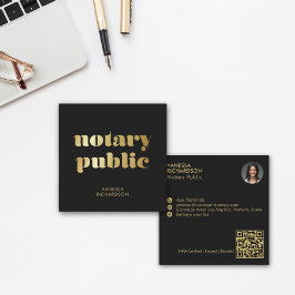 シック黒モダン金ゴールド公証人マーケティング スクエア名刺
