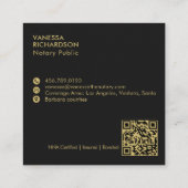 シック黒モダン金ゴールド公証人マーケティング スクエア名刺 (裏面)