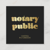 シック黒モダン金ゴールド公証人マーケティング スクエア名刺 (正面)