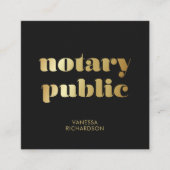シック黒モダン金ゴールド公証人マーケティング スクエア名刺 (正面)
