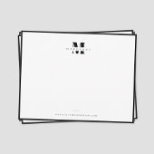 シック黒縁ど字はっきりしたシンプルモノグラム名 ノートカード