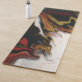 シック黒赤金ゴールドパーソナライズされたヨガマット ヨガマット