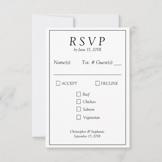 シック1パーソナライズされたフォトミニマル新聞スタイル 出欠カード (正面)