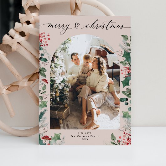 シック1素朴フォトアーチクリスマス シーズンカード