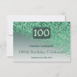シック100誕生日グリーングリッターRSVP 出欠カード