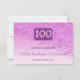 シック100誕生日ピンクグリッターRSVP 出欠カード