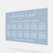 シック12テーブルホワイト結婚ズシーティングダスティブルー アクリルサイン (傾斜)