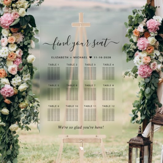 シック12台結婚の座席澄ん アクリルサイン