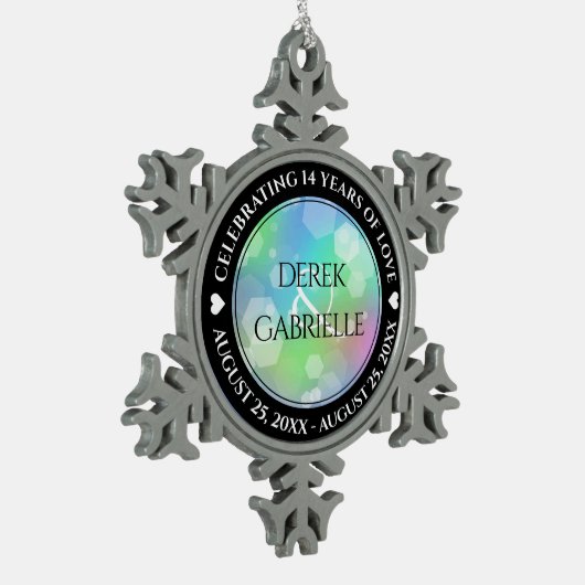 シック14日24日34日43回目のオパール結婚記念日 スノーフレークピューターオーナメント (左)