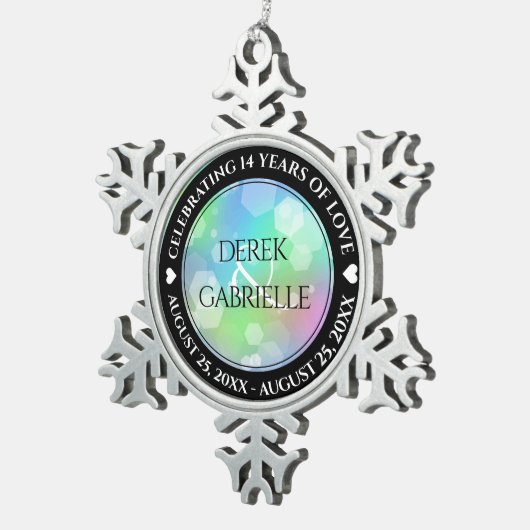 シック14日24日34日43回目のオパール結婚記念日 スノーフレークピューターオーナメント (右)