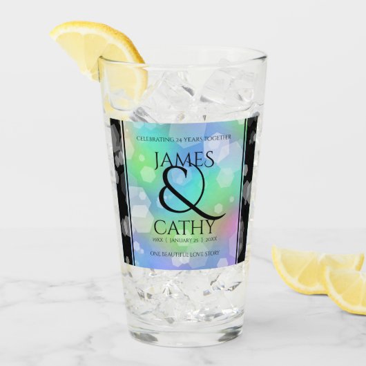 シック14日24日34日43回目のオパール結婚記念日 タンブラーグラス (アイス正面)