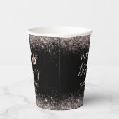 シック16th誕生日ブラック&バラ金ゴールドグリッター 紙コップ (右)