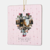 シック18ハート型の写真コラージュのカップルの贈り物 セラミックオーナメント (左)