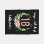 シック18誕生日ピンクグリッター名フリース 空白の フリースブランケット (正面(横))