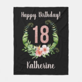 シック18誕生日ピンクグリッター名 フリースブランケット (正面)