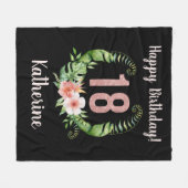 シック18誕生日ピンクグリッター名 フリースブランケット (正面(横))