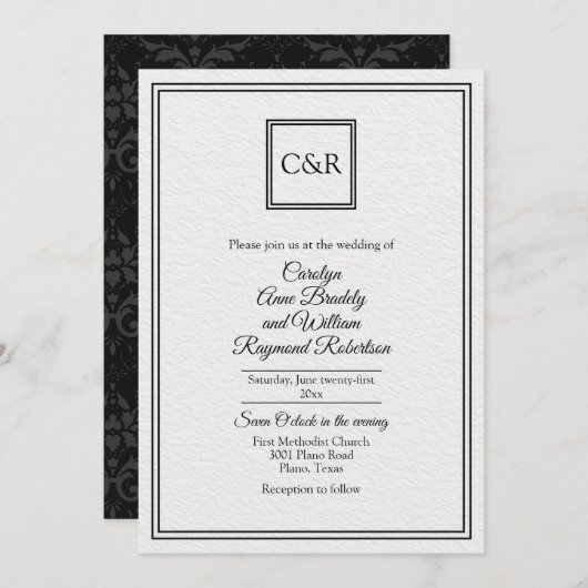 シック2コンテンポラリー結婚式招待状 招待状 (正面/裏面)