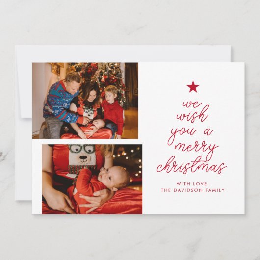 シック2フォトレッド |クリスマスのお目出しをお願い シーズンカード (正面)
